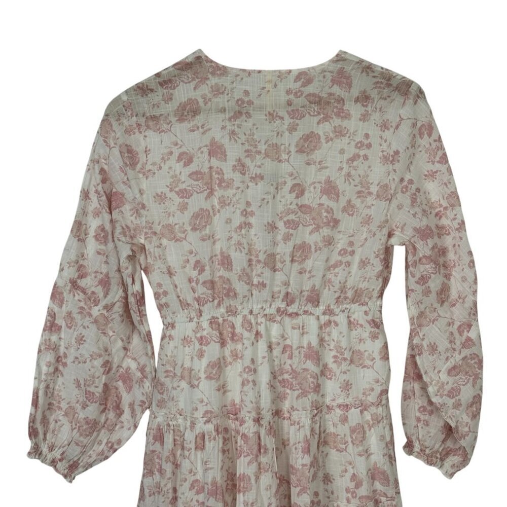 Free People NEW Pappiet Midi Dress Ivory Pink Med Floral Boho READ Cottagecore - Picture 6 of 15